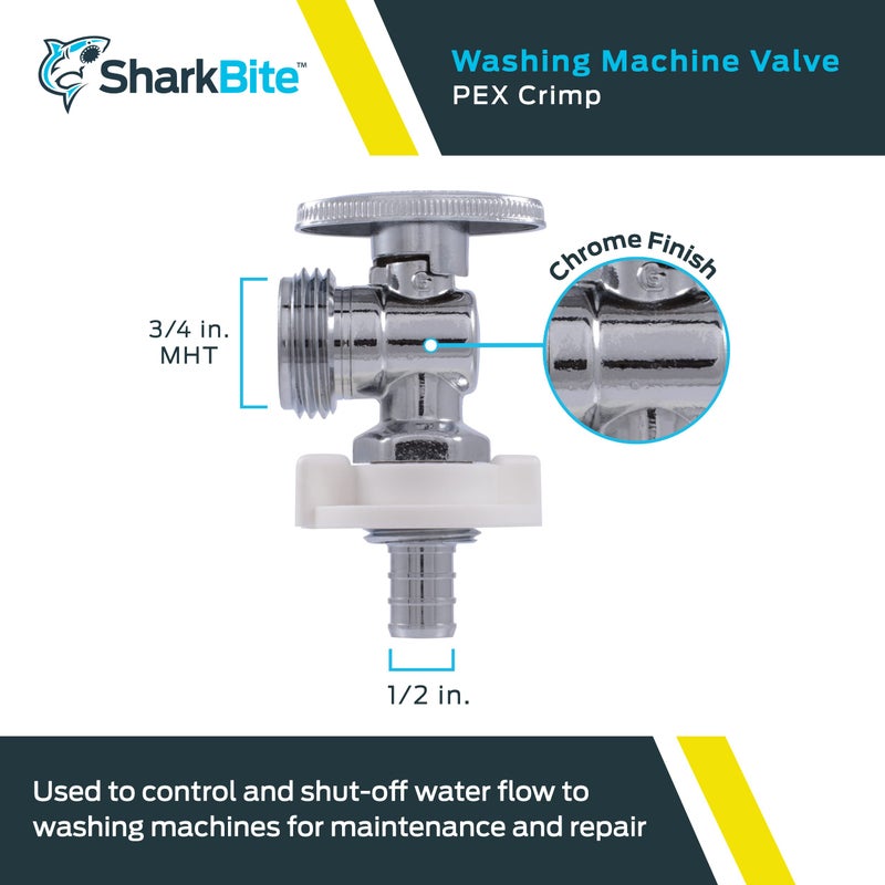 SharkBite 1/2 Inch x 3/4 Inch MHT Crimp Angle Stop Valve, Quarter Turn, Brass Plumbing Fittings, PEX Pipe, PE-RT, 23064LF - Image 2